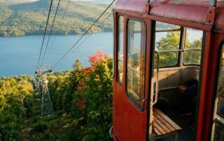 Summit Express Gondola cabin overlooking Lake Superior near Lutsen MN
