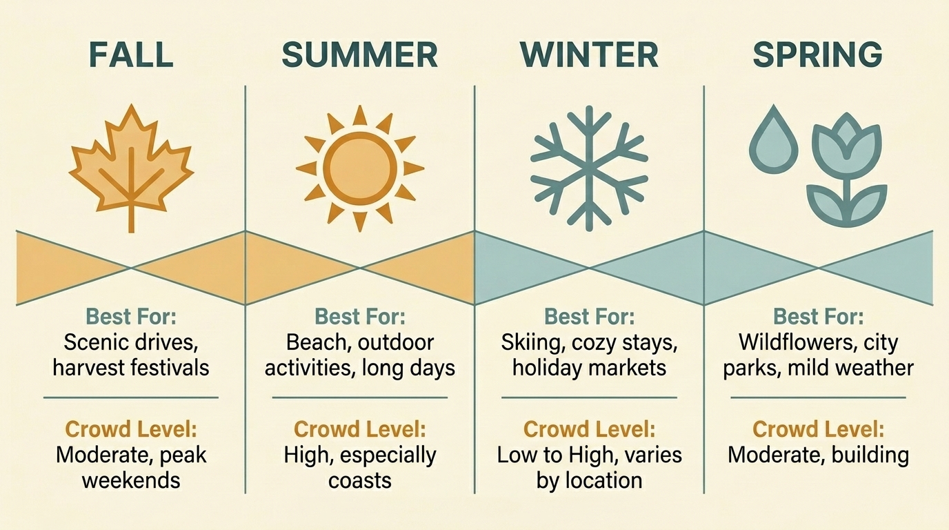 Seasonal comparison chart for visiting Lutsen MN by activity and crowd level