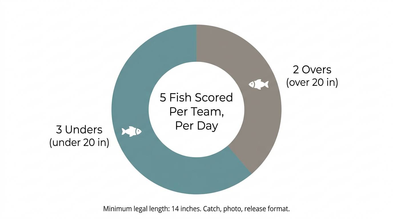 Diagram of Leech Lake Walleye Tournament daily scoring format